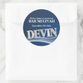 Sticker Rond Acier Nom bleu Devin (Sac)