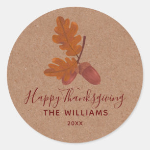 Sticker Rond Acorn "Bon thanksgiving"    PersonnaliséClassique