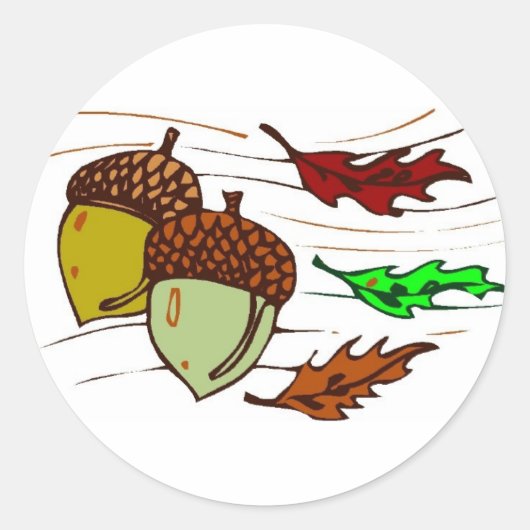 Sticker Rond Acorns Et Feuille (Devant)
