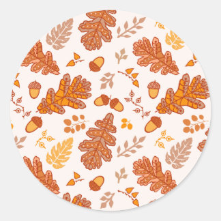 Sticker Rond Acorns et feuilles d'automne