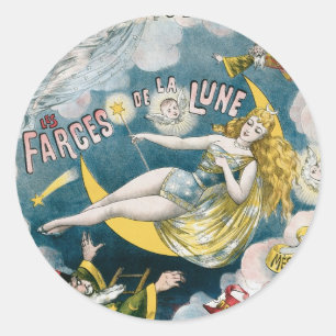Sticker Rond Acte magique vintage de magicien français de ~ de