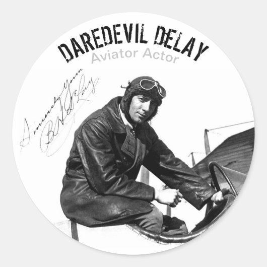 Sticker Rond Acteur de l'aviateur DAREDEVIL DeLAY - Feuille de  (Devant)