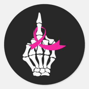 Sticker Rond Acteur de ruban rose du doigt médian du cancer du