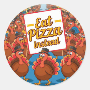 Sticker Rond Action de grâce avec pizza à la place