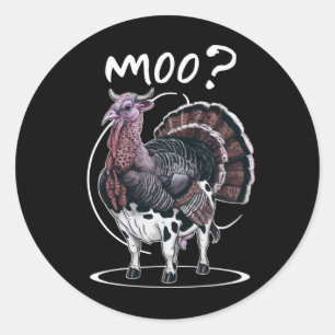 Sticker Rond Action de grâce drôle dinde vache meuglement autom