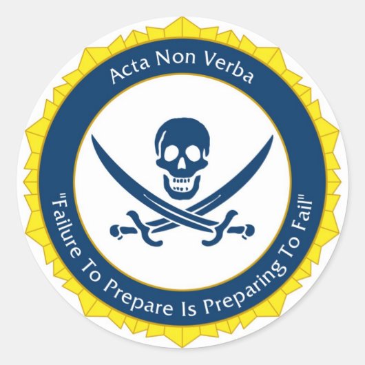 Sticker Rond Action Pas Mots - Latin - Acta Non Verba (Devant)