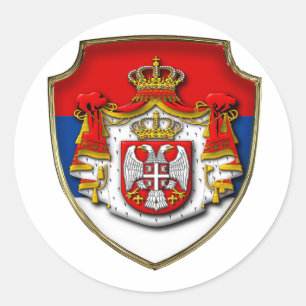 Sticker Rond AD 002 - Bouclier médiéval serbe Serbie