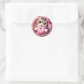 Sticker Rond AD 002 - Graphisme numérique de chat mignon (Sac)
