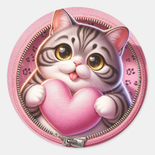 Sticker Rond AD 002 - Sympa cat digital graphic