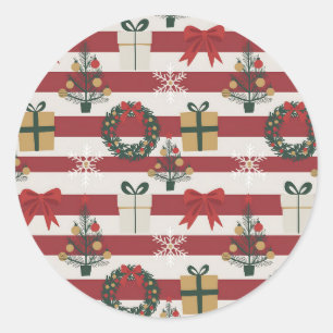 Sticker Rond AD 004 - motif graphique numérique de Noël