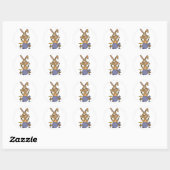 Sticker Rond AD- Superbe Lapin Lapin Jouer Des Tambons (Feuille)