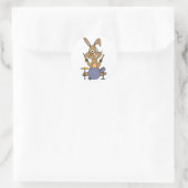 Sticker Rond AD- Superbe Lapin Lapin Jouer Des Tambons (Sac)