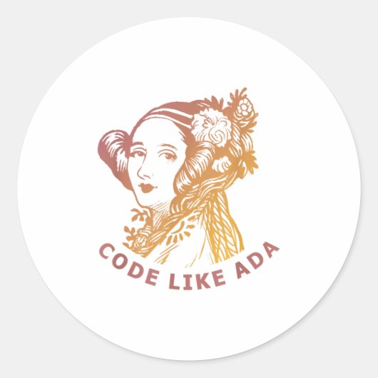 Sticker Rond Ada Lovelace Aube Dégradé Code Comme Ada (Devant)