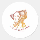 Sticker Rond Ada Lovelace Dawn Gradient Code Like Ada (Devant)