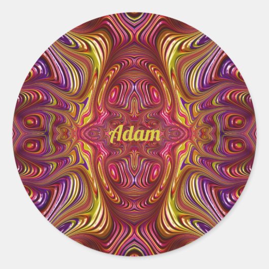 Sticker Rond ADAM ~ Conception fractale multicolore ~ (Devant)