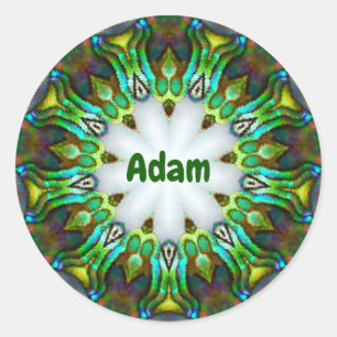 Sticker Rond ADAM ~ Personalized Paua Shell Fractal ~