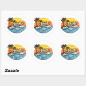 Sticker Rond Adam Retro Sunset Name Design (Feuille)