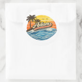 Sticker Rond Adam Retro Sunset Name Design (Sac)