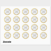 Sticker Rond Add logo faux gold look border business thank you (Feuille)