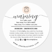 Sticker Rond Add your Logo Elegant Personalized Candle Warning (Devant)