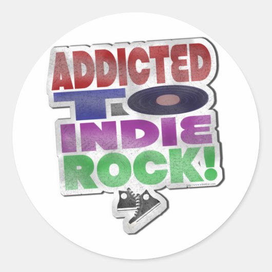 Sticker Rond Addicé à Indie Rock ! (Devant)
