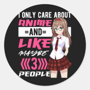 Sticker Rond Addicité Anime Girl Otaku Cute Manga