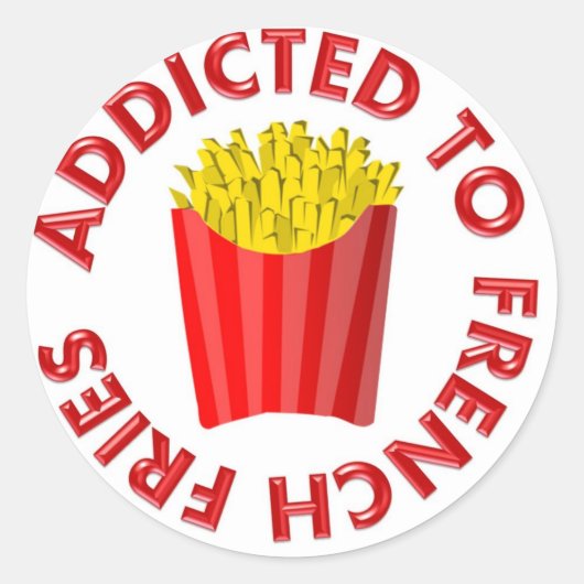Sticker Rond Addicité aux frites françaises (Devant)