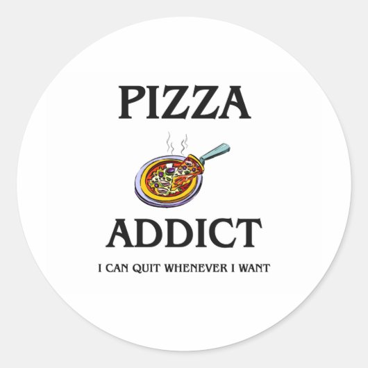 Sticker Rond Addict à la pizza (Devant)