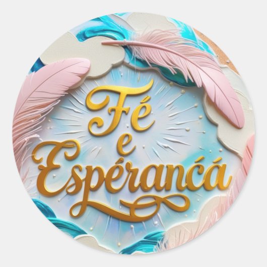 Sticker Rond Adesivo Clássico Dourado - Fé e Esperança (Devant)