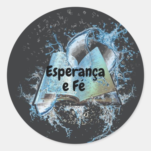 Sticker Rond Adesivo Clássico Redondo com Livro e Splash de Ag (Devant)