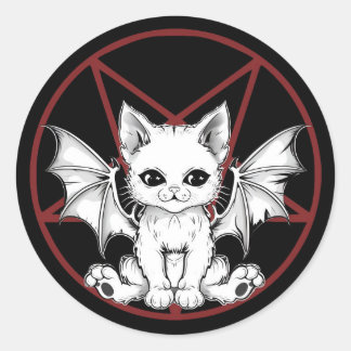 Sticker Rond Adesivo Cute Demon Cat