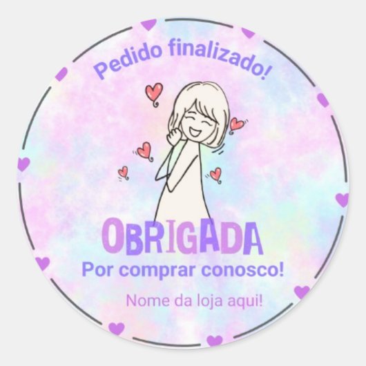 Sticker Rond Adesivo " OBRIGADA POR COMPRAR CONOSCO" (Devant)