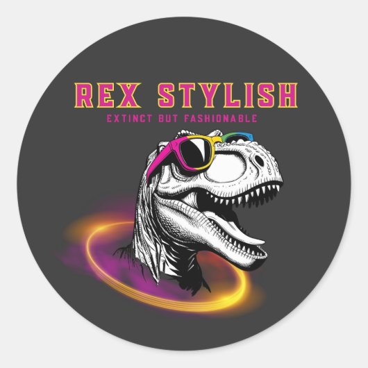 Sticker Rond Adesivo T-Rex Fashion (Devant)