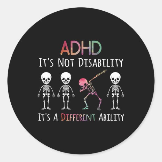 Sticker Rond Adhd Sensibilisation Dab Don Ajouté Son Non-Handic (Devant)