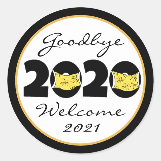 Sticker Rond Adieu 2020, Bienvenue 2021 Nouvel An (Devant)