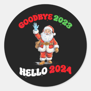 Sticker Rond Adieu 2023 Bonjour 2024 Joyeux Noël Joyeux Nouveau