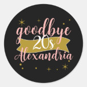 Sticker Rond Adieu les 20 ans Conception personnalisée pour un (Devant)