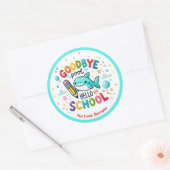 Sticker Rond Adieu Pool Bonjour École Requin Retour À L'École (Enveloppe)
