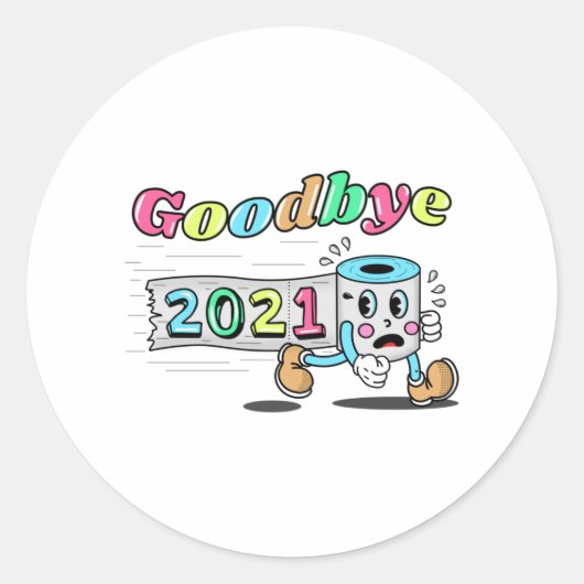 Sticker Rond Adieu rouleau papier Toilet 2021 (Devant)