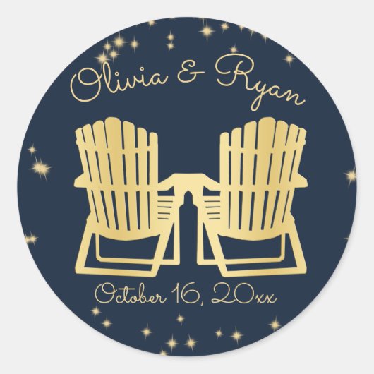 Sticker Rond Adirondack Chaises Plage Ciel étoilé (Devant)