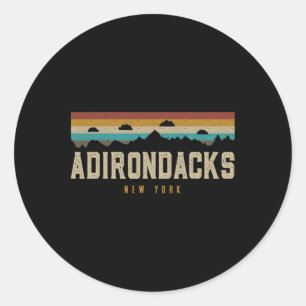 Sticker Rond Adirondacks Montagnes Vintage Randonnée Camping Ne