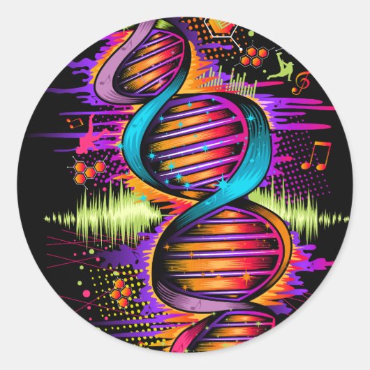 Sticker Rond ADN de musique (Devant)