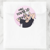Sticker Rond Ado fille Pink Cartoon Punk 14e anniversaire (Sac)
