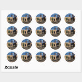 Sticker Rond Adobe Dwellings et Burro (Feuille)