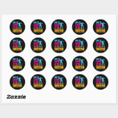 Sticker Rond Adolescent en skateboard skateuse longboard skate (Feuille)