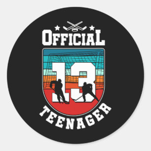 Sticker Rond Adolescent officiel 13e anniversaire garçon de 13