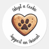 Sticker Rond Adopt a Cookie Animal Rescue Bakery Sweet Treat (Devant)