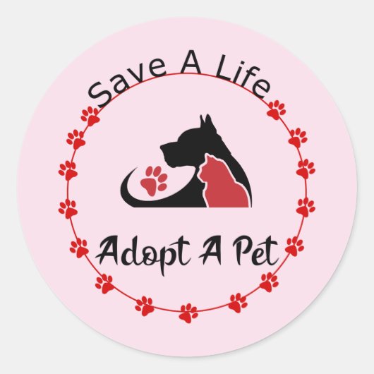 Sticker Rond Adopter un animal de compagnie (Devant)