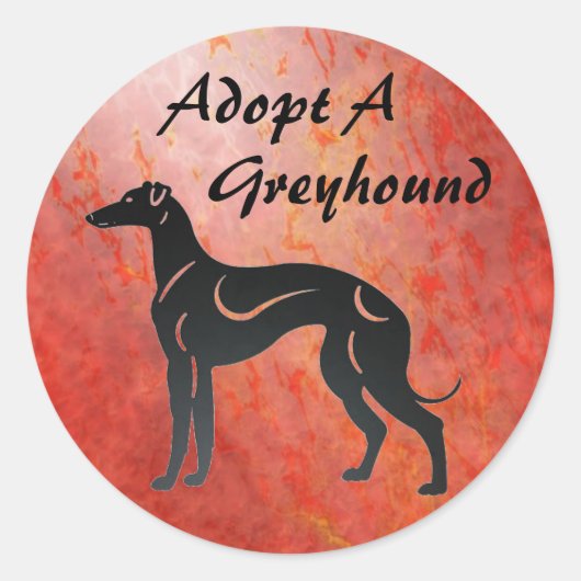 Sticker Rond Adopter un chien de Greyhound (Devant)