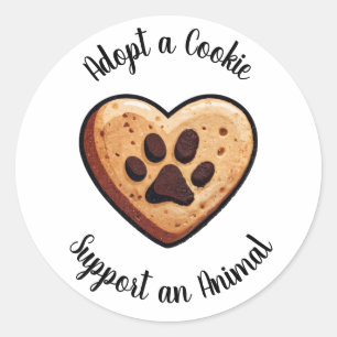 Sticker Rond Adopter un Cookie pour Soutenir le Sauvetage d'Ani